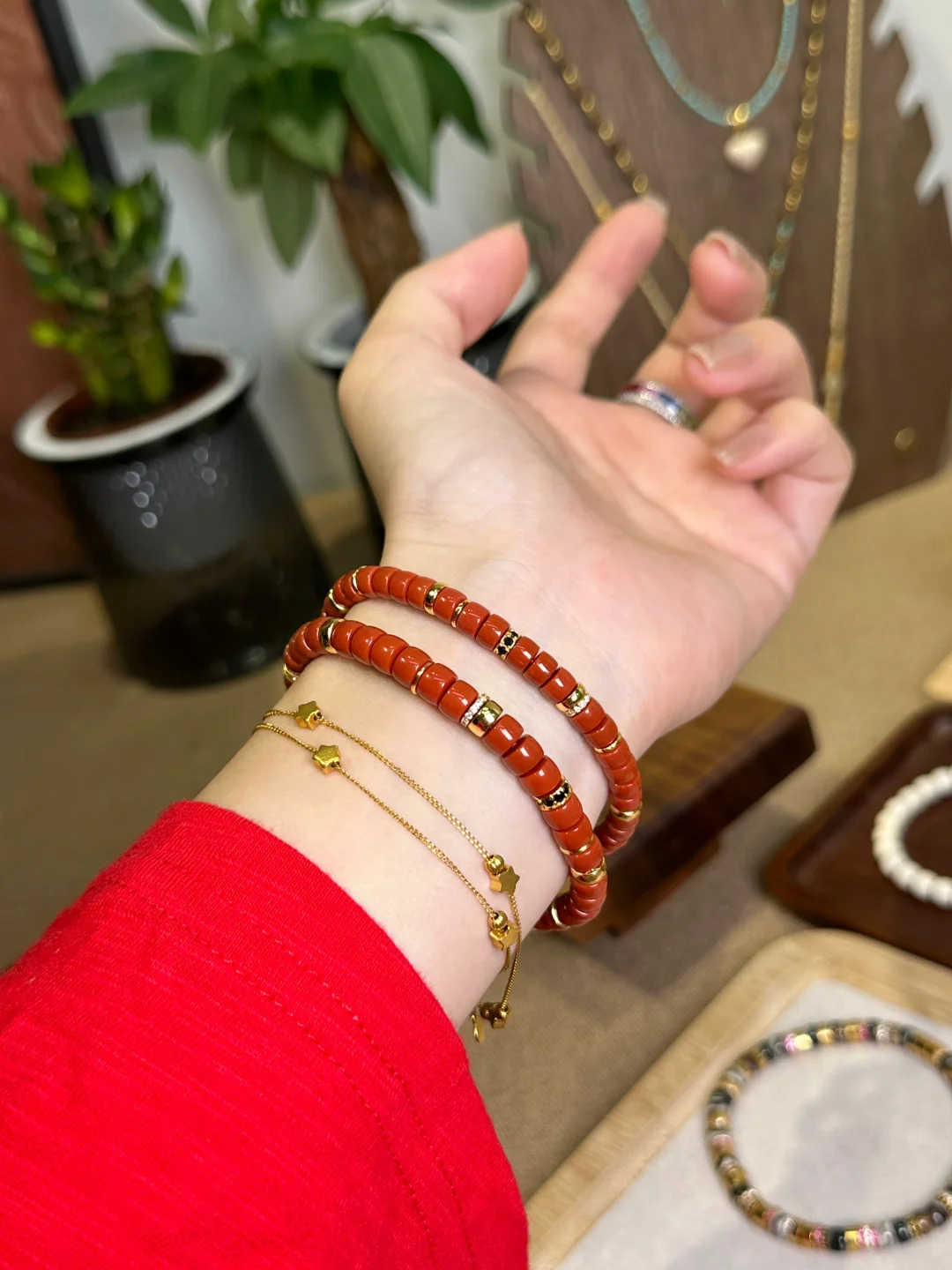Handmade Red Coral Gemstone Bracelet