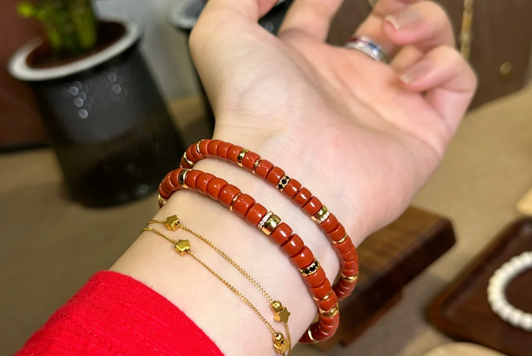 Handmade Red Coral Gemstone Bracelet