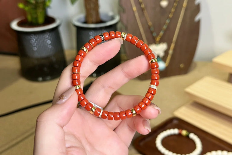 Handmade Red Coral Gemstone Bracelet