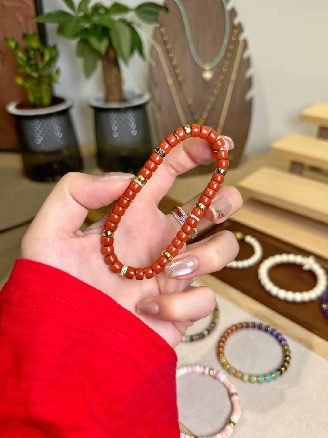 Handmade Red Coral Gemstone Bracelet