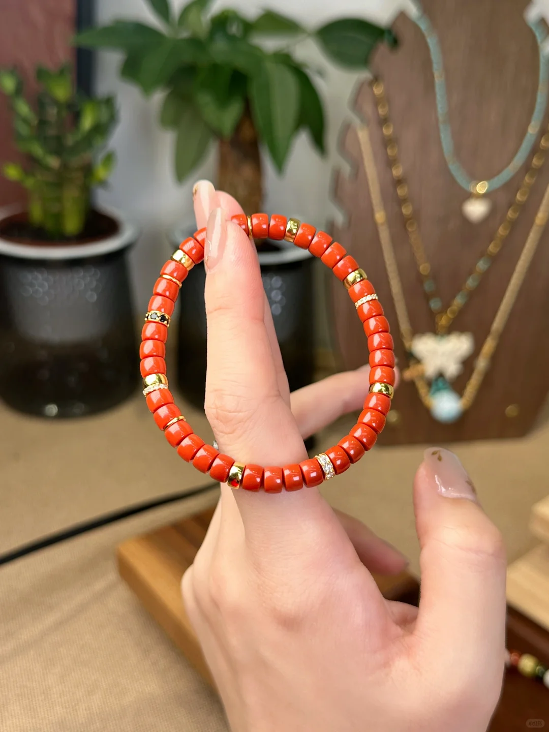 Handmade Red Coral Gemstone Bracelet