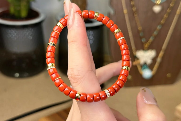 Handmade Red Coral Gemstone Bracelet